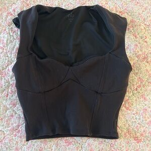 ALO Yoga Black Sleeveless Bustier Bodysuit